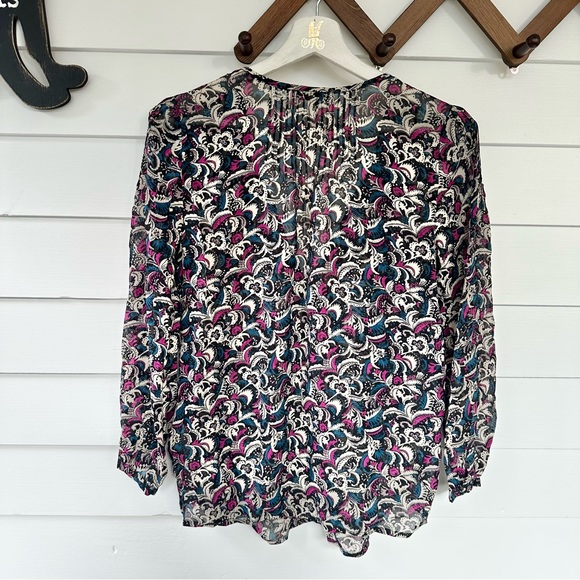 JOIE Suzetta Paisley Sheer Silk Tassel blouse - Picture 7 of 7